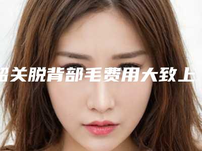 韶关脱背部毛费用大致上是多少